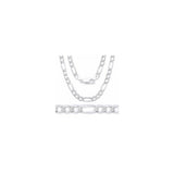 3MM 080 Figaro Pave Link Chain .925 Sterling Silver Available In "7-30" Inches