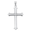 Cross Pendant Round Simulated Cubic Zirconia 925 Sterling Silver (32 mm)