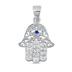 Hand of God Hamesh Round Simulated Sapphire Cubic Zirconia 925 Sterling Silver Choose Color