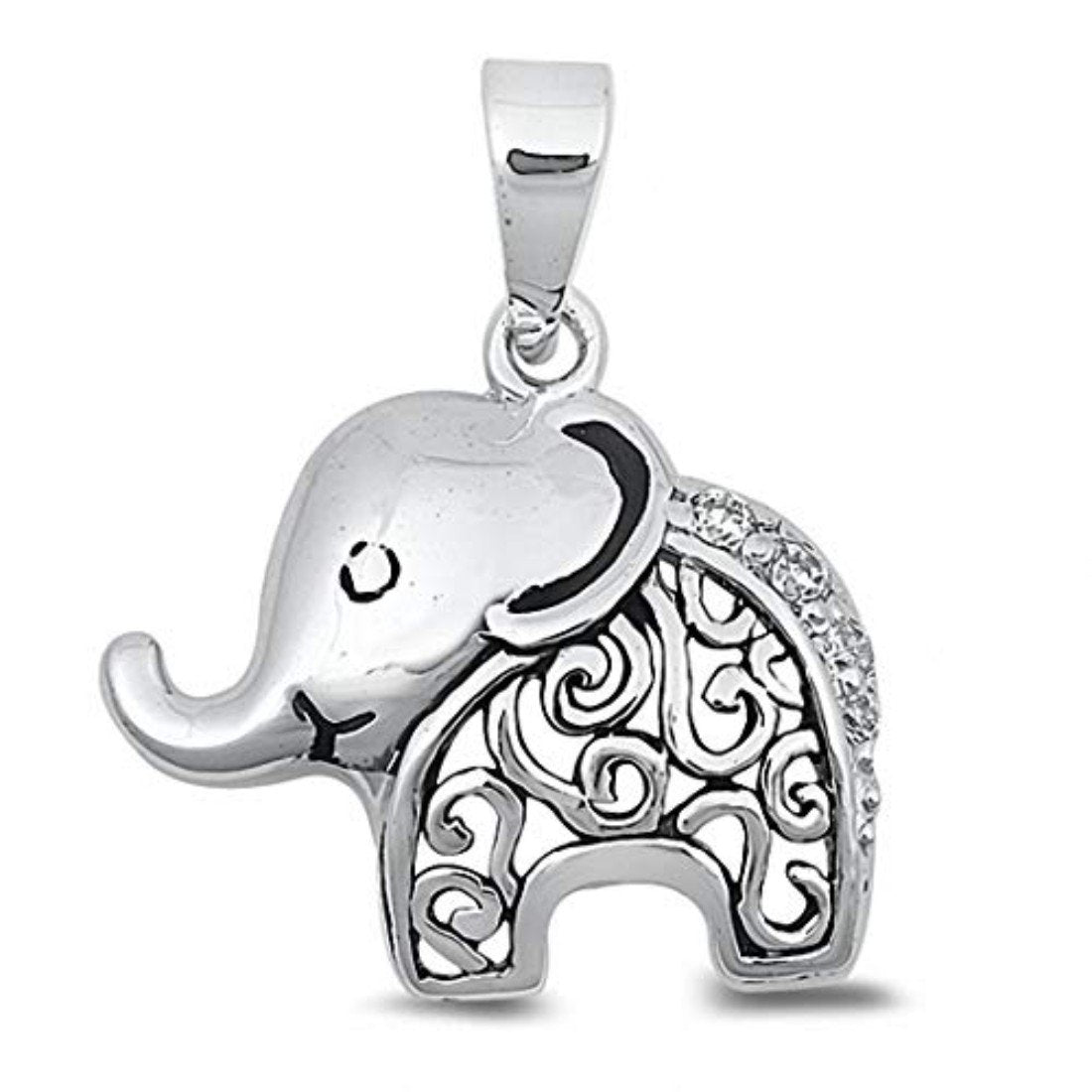 Sterling Silver Stamped Round Elephant Necklace Sterling Silver Stamped Round Elephant Necklace