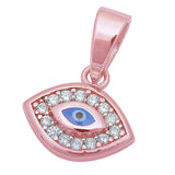Blue Evil Eye Pendant Round Cubic Zirconia 925 Sterling Silver