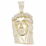 Hip Hop Jesus Face Pendant Round Cubic Zirconia Pave Solid 925 Sterling Silver