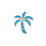 Palm Tree Pendant Charm Lab Created Opal 925 Sterling Silver Choose Color