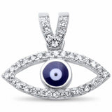 Marquise Design Blue Evil Eye Pendant Round Cubic Zirconia 925 Sterling Silver
