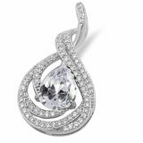 Fancy Teardrop Pendant Pear Shape Simulated CZ 925 Sterling Silver