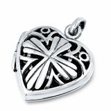 Heart Locket Pendant Charm Cross Solid Oxidized 925 Sterling Silver