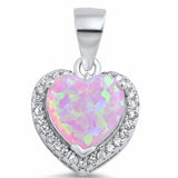 Halo Heart Pendant Charm Round Cubic Zirconia 925 Sterling Silver Choose Color