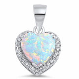 Halo Heart Pendant Charm Round Cubic Zirconia 925 Sterling Silver Choose Color