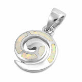 Swirl Spiral Pendant Charm Created Opal 925 Sterling Silver