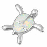 Turtle Pendant Created Opal 925 Sterling Silver