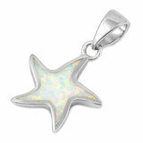 Starfish Pendant Created Opal 925 Sterling Silver