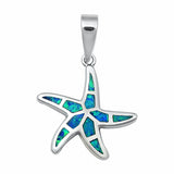 Starfish Pendant Charm Simulated Stone Solid 925 Sterling Silver