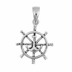 Anchor Wheel Pendant 925 Sterling Silver Choose Color