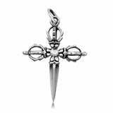 Cross Sword Pendant Charm Oxidized Solid 925 Sterling Silver Choose Color