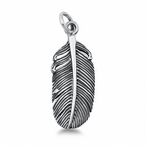 Feather Pendant Charm Oxidized Solid 925 Sterling Silver Choose Color