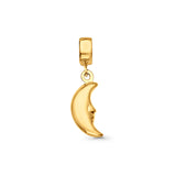 Real 14K Yellow Gold Moon Charm Pendant 1 grams 22mmX5mm