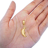 Real 14K Yellow Gold Moon Charm Pendant 1 grams 22mmX5mm