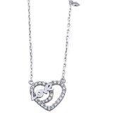 Heart Love Pendant 18" Necklace Round Cubic Zirconia 925 Sterling Silver - Blue Apple Jewelry