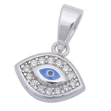 Blue Evil Eye Pendant Round Cubic Zirconia 925 Sterling Silver