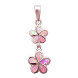 Dangling Plumeria Pendant 925 Sterling Silver Created Opal Choose Color Plumeria Flower