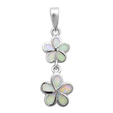 Dangling Plumeria Pendant 925 Sterling Silver Created Opal Choose Color Plumeria Flower - Blue Apple Jewelry