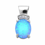 Oval Pendant Round Cubic Zirconia Accent 925 Sterling Silver Choose Color