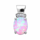 Oval Pendant Round Cubic Zirconia Accent 925 Sterling Silver Choose Color