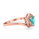 Teardrop Filigree Wedding Ring Round Simulated Cubic Zirconia 925 Sterling Silver