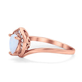 Teardrop Filigree Wedding Ring Round Simulated Cubic Zirconia 925 Sterling Silver