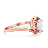 Teardrop Filigree Wedding Ring Round Simulated Cubic Zirconia 925 Sterling Silver