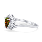 Teardrop Filigree Wedding Ring Round Simulated Cubic Zirconia 925 Sterling Silver