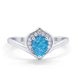 Teardrop Filigree Wedding Ring Round Simulated Cubic Zirconia 925 Sterling Silver