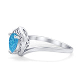 Teardrop Filigree Wedding Ring Round Simulated Cubic Zirconia 925 Sterling Silver