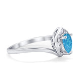 Teardrop Filigree Wedding Ring Round Simulated Cubic Zirconia 925 Sterling Silver