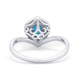 Teardrop Filigree Wedding Ring Round Simulated Cubic Zirconia 925 Sterling Silver