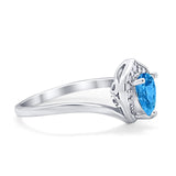 Teardrop Filigree Wedding Ring Round Simulated Cubic Zirconia 925 Sterling Silver