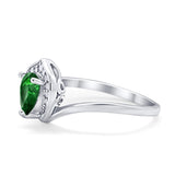 Teardrop Filigree Wedding Ring Round Simulated Cubic Zirconia 925 Sterling Silver