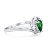 Teardrop Filigree Wedding Ring Round Simulated Cubic Zirconia 925 Sterling Silver