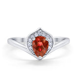 Teardrop Filigree Wedding Ring Round Simulated Cubic Zirconia 925 Sterling Silver