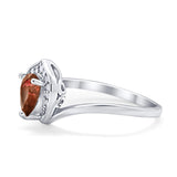 Teardrop Filigree Wedding Ring Round Simulated Cubic Zirconia 925 Sterling Silver