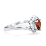 Teardrop Filigree Wedding Ring Round Simulated Cubic Zirconia 925 Sterling Silver