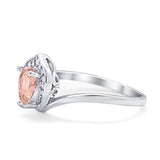 Teardrop Filigree Wedding Ring Round Simulated Cubic Zirconia 925 Sterling Silver