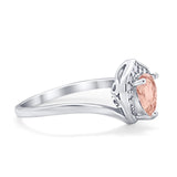 Teardrop Filigree Wedding Ring Round Simulated Cubic Zirconia 925 Sterling Silver