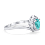 Teardrop Filigree Wedding Ring Round Simulated Cubic Zirconia 925 Sterling Silver