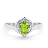 Teardrop Filigree Wedding Ring Round Simulated Cubic Zirconia 925 Sterling Silver