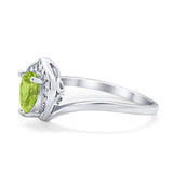 Teardrop Filigree Wedding Ring Round Simulated Cubic Zirconia 925 Sterling Silver