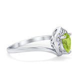 Teardrop Filigree Wedding Ring Round Simulated Cubic Zirconia 925 Sterling Silver