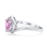 Teardrop Filigree Wedding Ring Round Simulated Cubic Zirconia 925 Sterling Silver