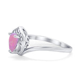 Teardrop Filigree Wedding Ring Round Simulated Cubic Zirconia 925 Sterling Silver