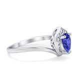 Teardrop Filigree Wedding Ring Round Simulated Cubic Zirconia 925 Sterling Silver